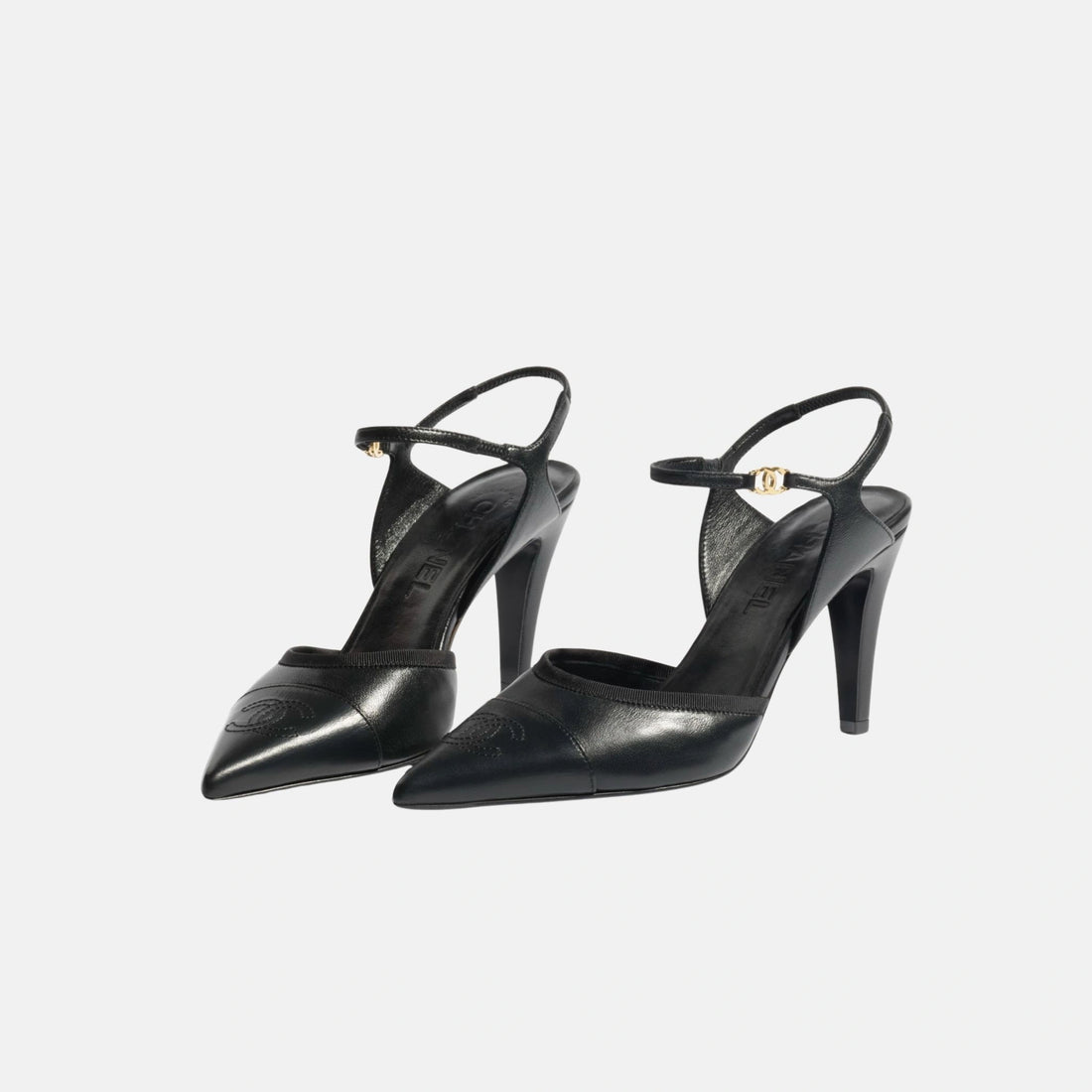 Chanel Heel Slingbacks in Iridescent Lambskin, Front