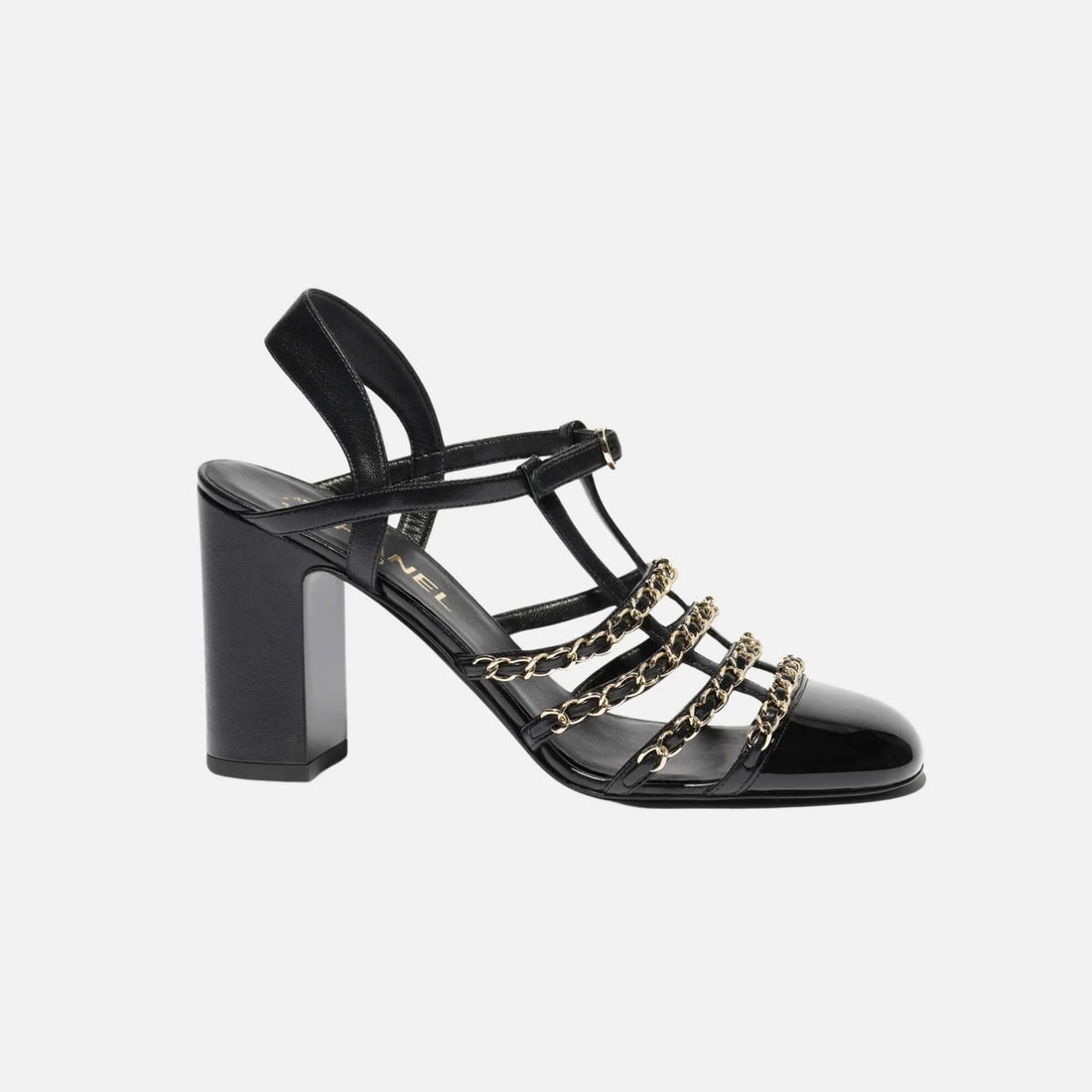 Chanel Heel Slingbacks in Lambskin and Patent Calfskin, Side