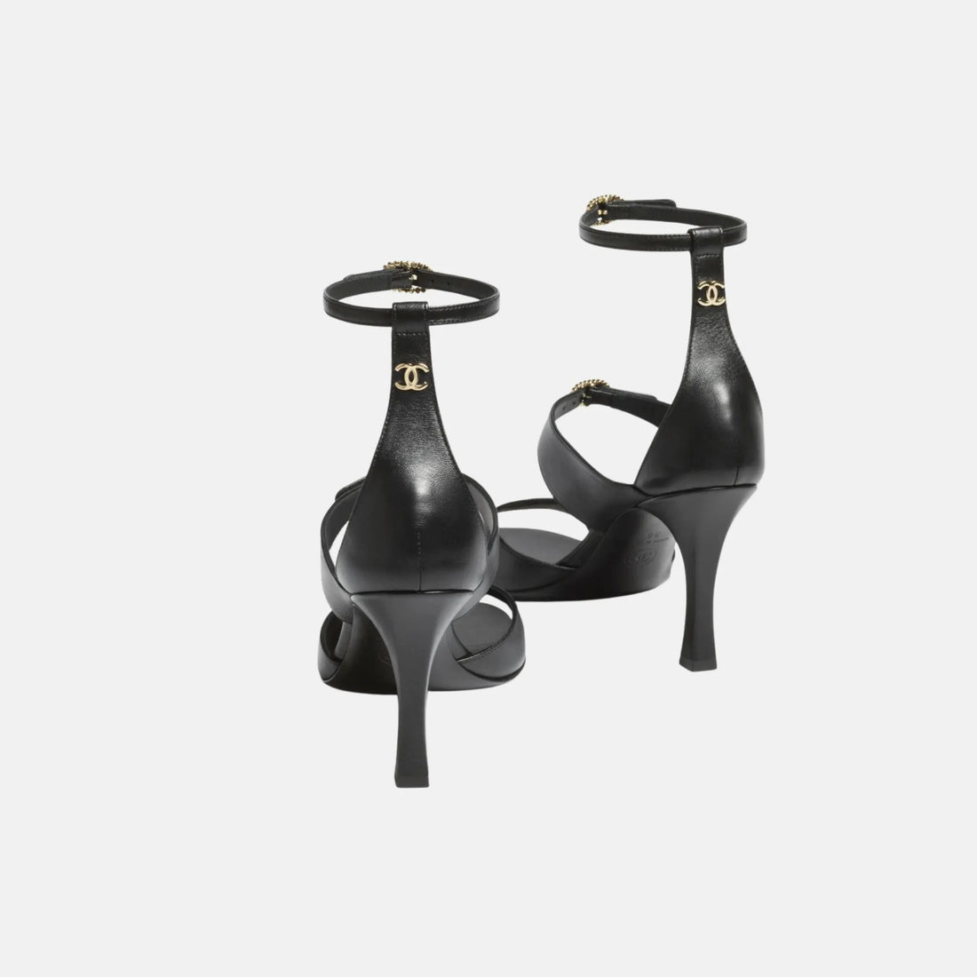 Chanel Heeled Sandals in Black Lambskin, Back