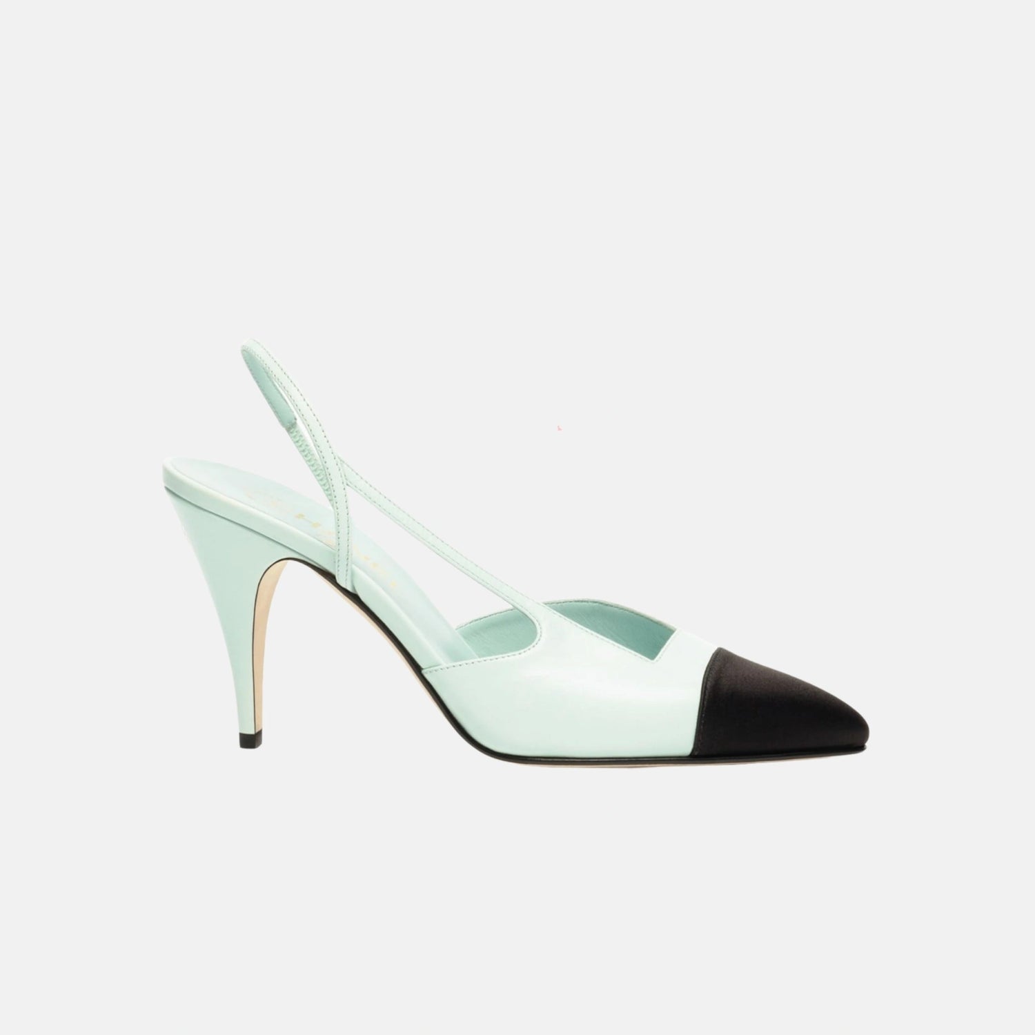 Chanel Heeled Slingbacks Goatskin Mixed Fibers, Light Green, Side
