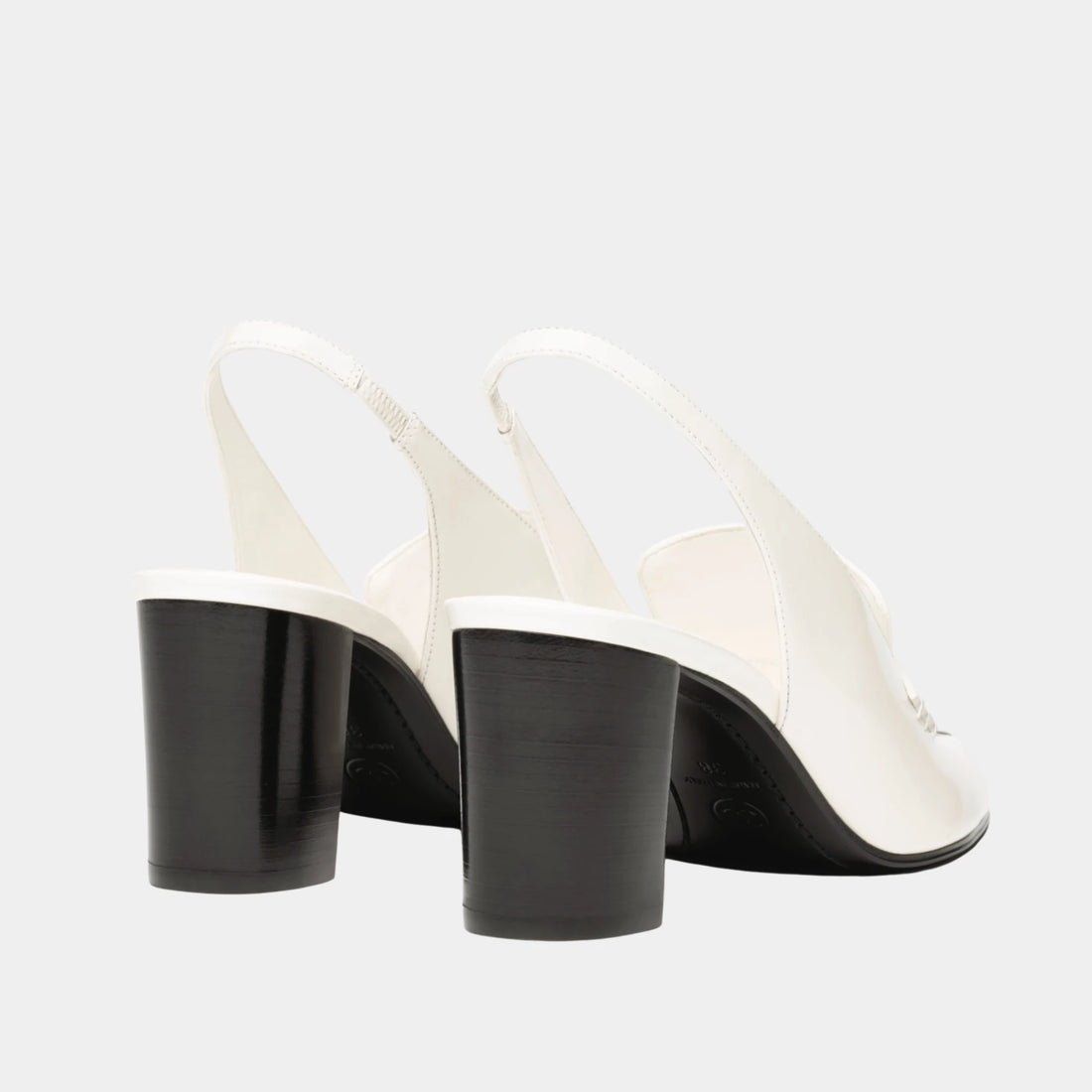 Chanel Heeled Slingbacks in Shiny Calfskin, White, Back