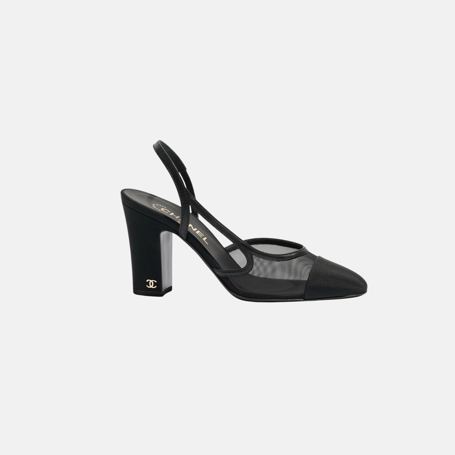 Chanel Heeled Slingbacks in Mesh and Grosgrain, Side