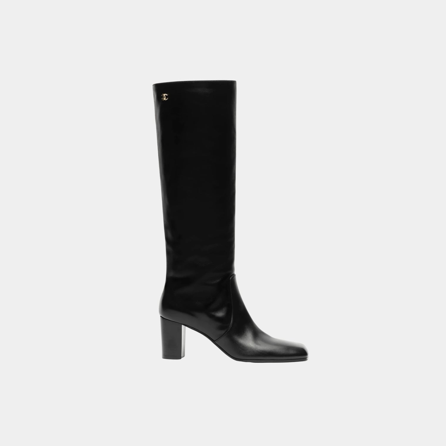 Chanel High Boots in Calfskin, Black, Side