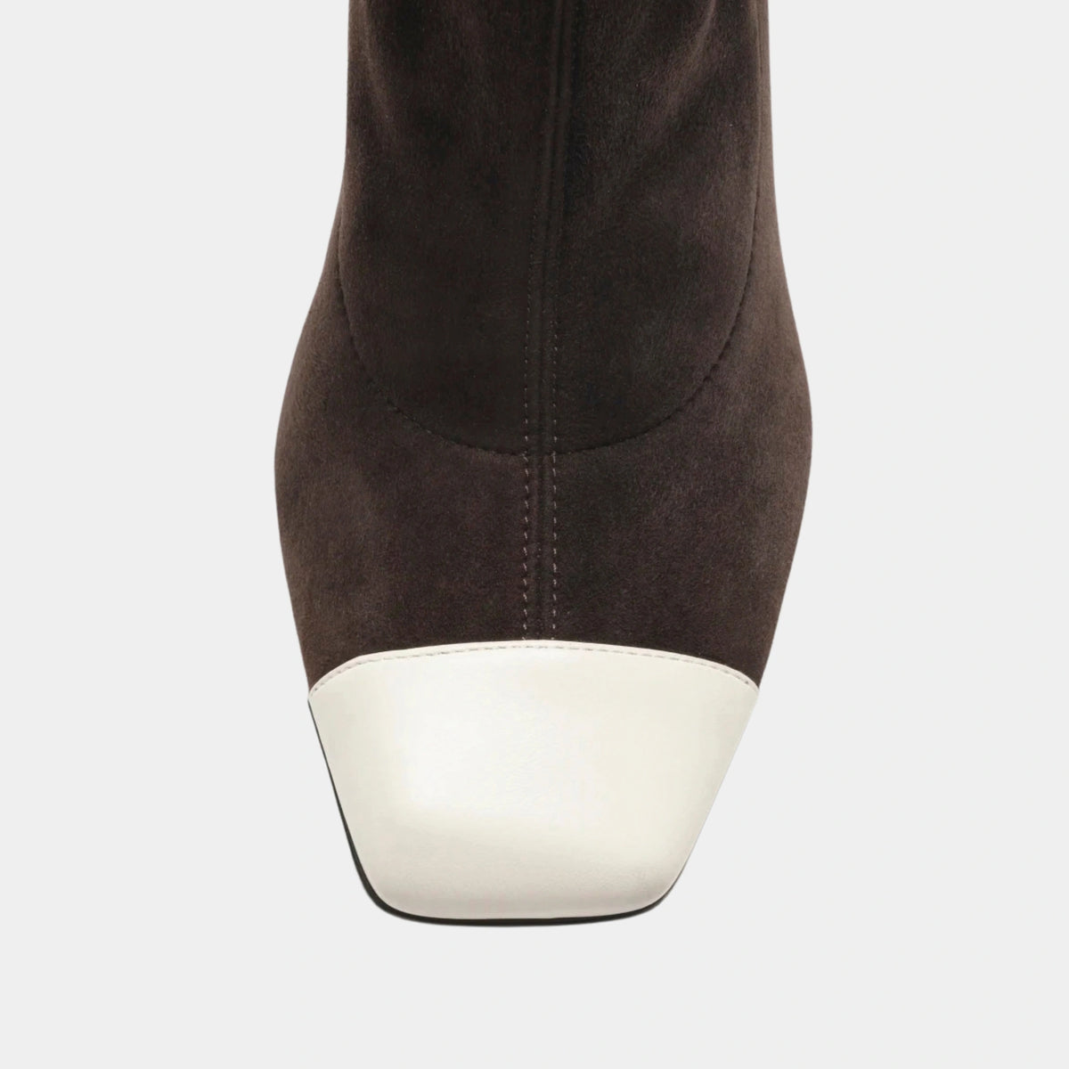 High Boots Stretch Suede Lambskin &amp; Lambskin Brown &amp; White