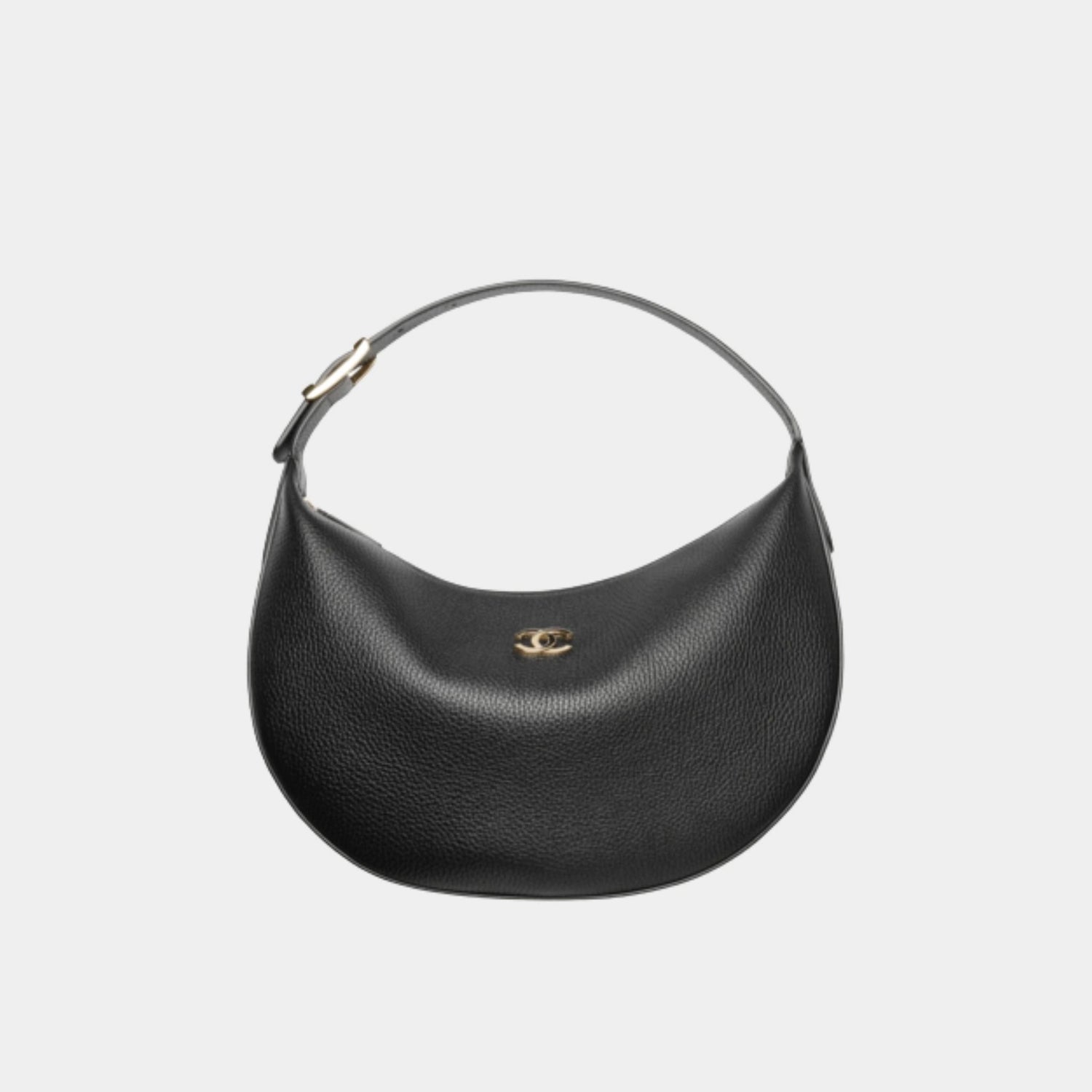 Chanel Hobo Handbag Grained Calfskin &amp; Gold-Tone Metal Black