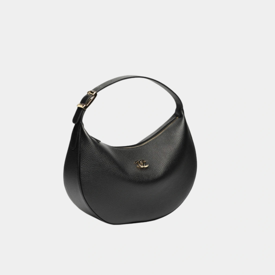 Chanel Hobo Handbag Grained Calfskin & Gold-Tone Metal Black