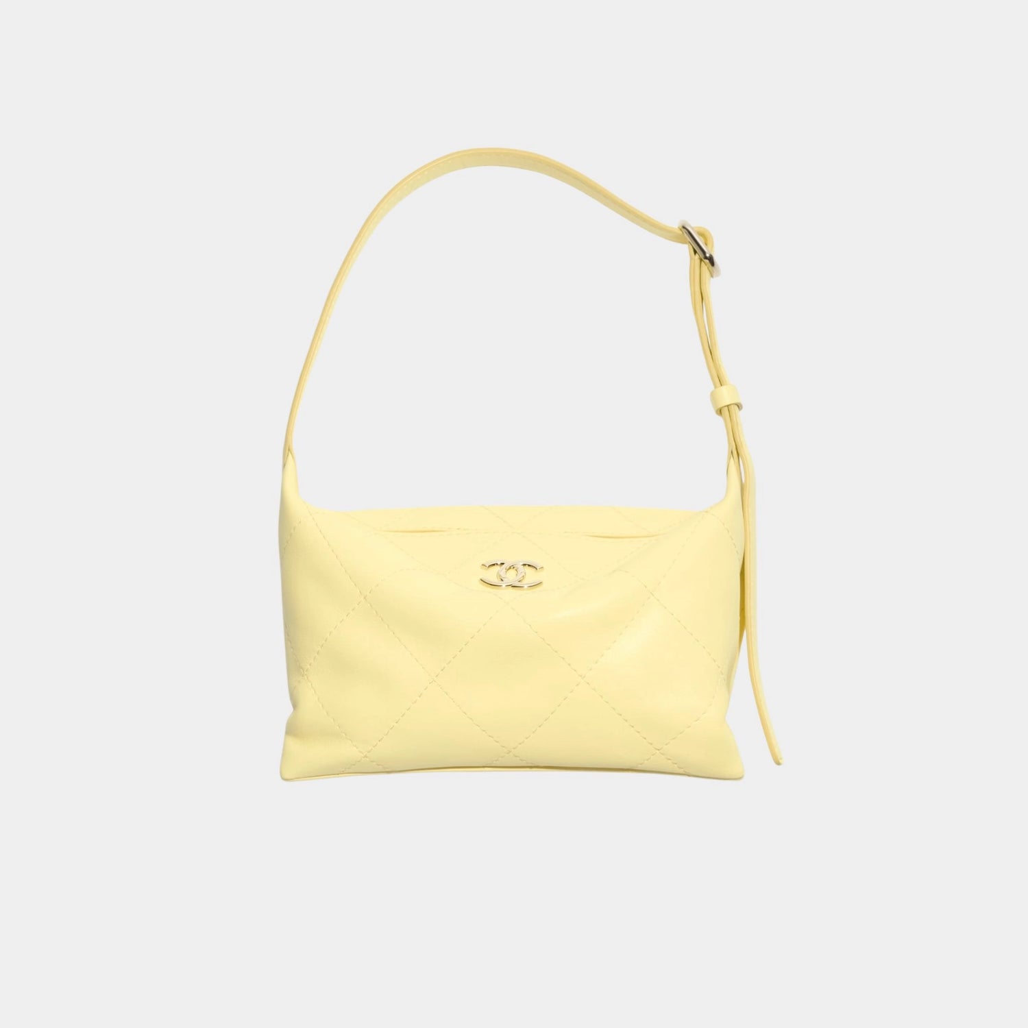 Chanel Hobo Handbag Shiny Calfskin &amp; Gold Tone Metal