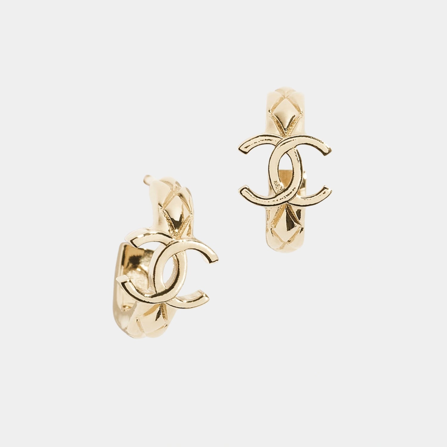 Chanel Hoop Earrings with Gold Metal CC Logo, Front