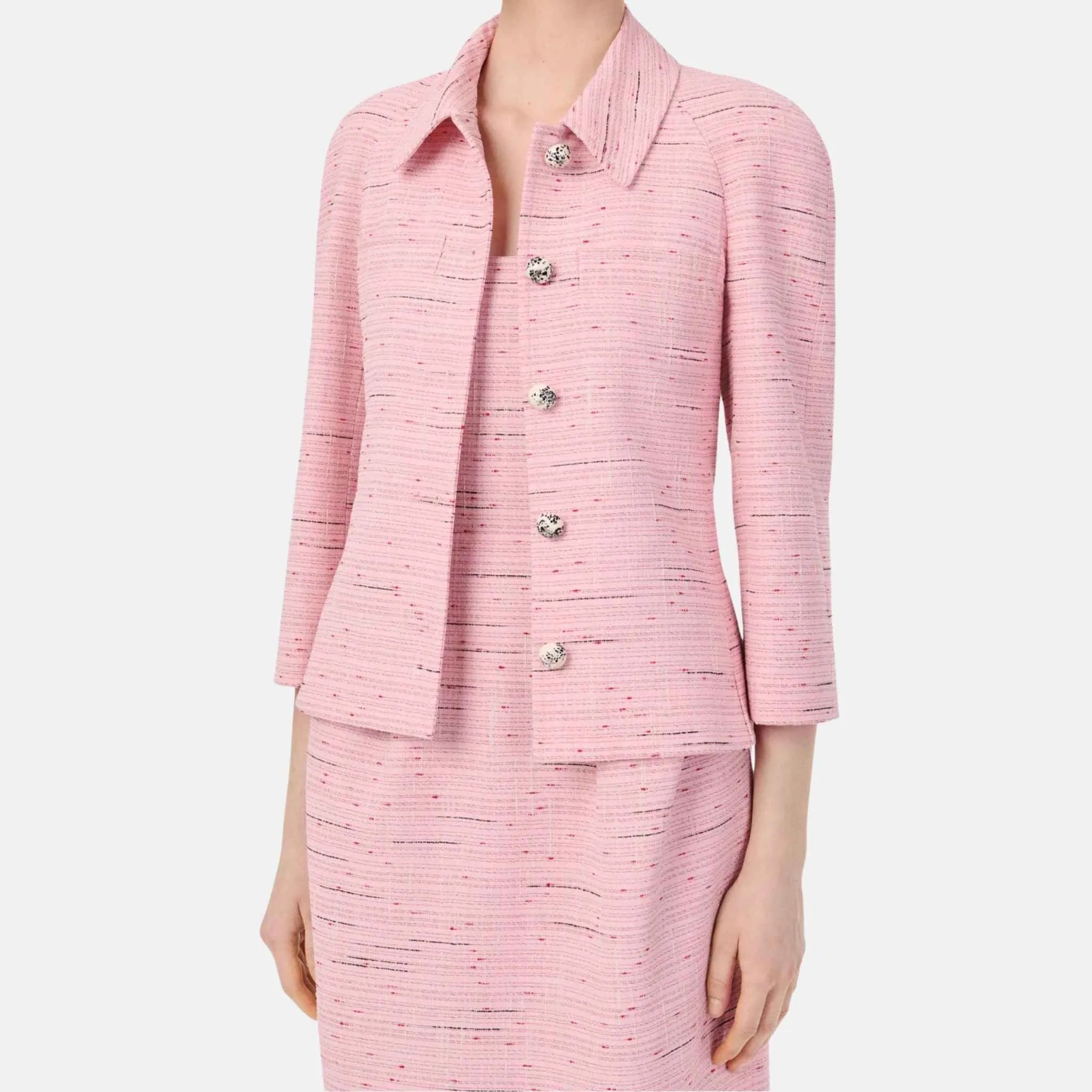Chanel Jacket Cotton Silk Mixed Fibers Pink