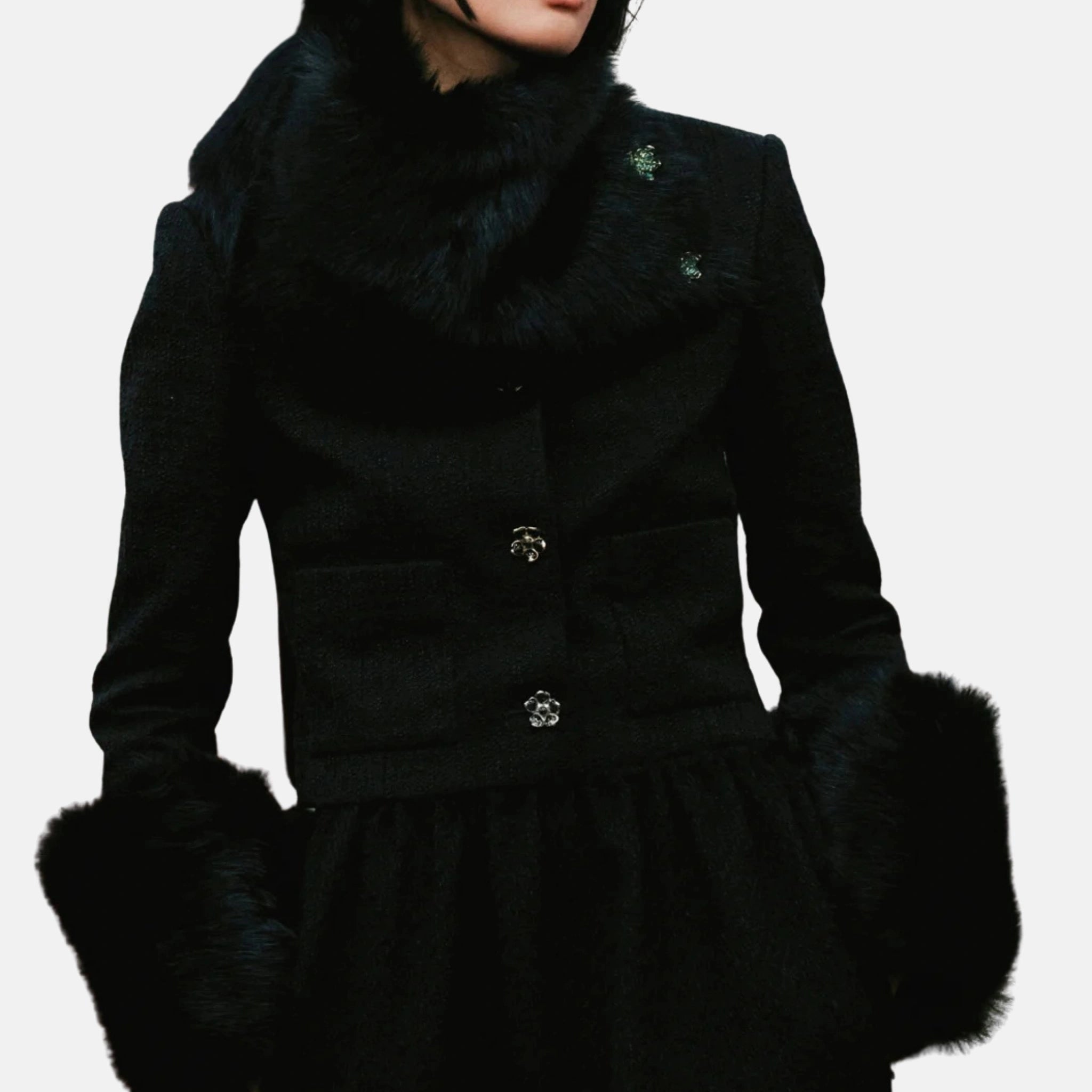 Chanel Jacket Cotton Tweed in Black