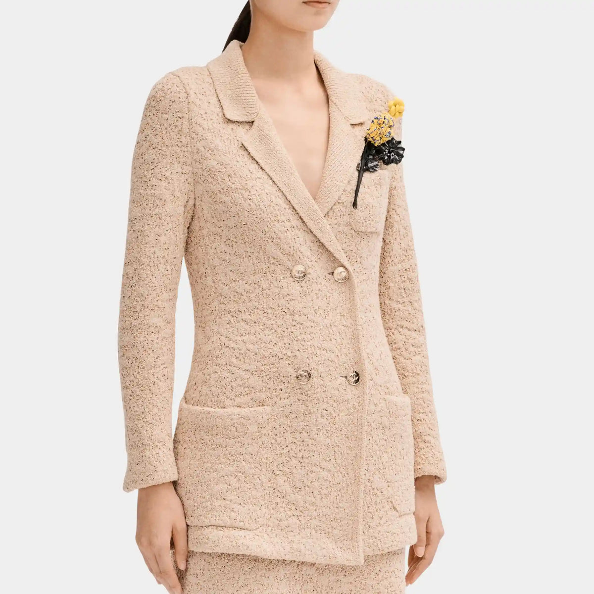 Jacket in Beige Silk And Cotton