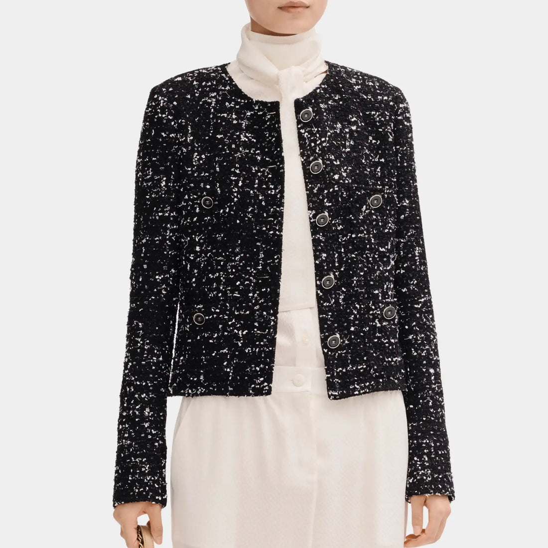 Chanel Jacket in Black and White Tweed, Front