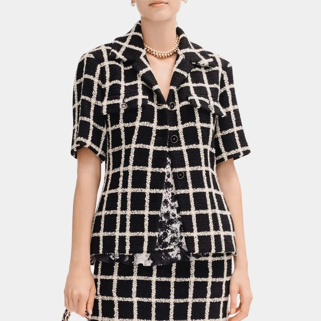 Chanel Jacket in Black and White Wool Tweed, Front