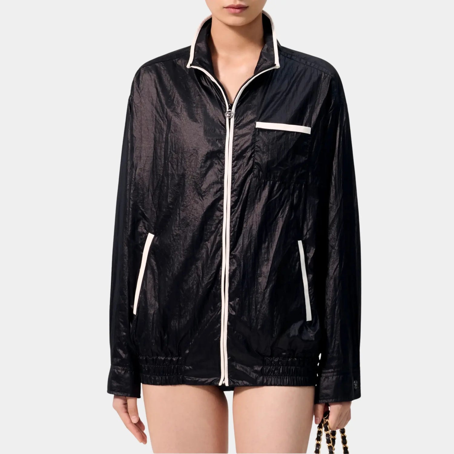 Chanel Jacket in Black &amp; White Mixed Fibres, Front