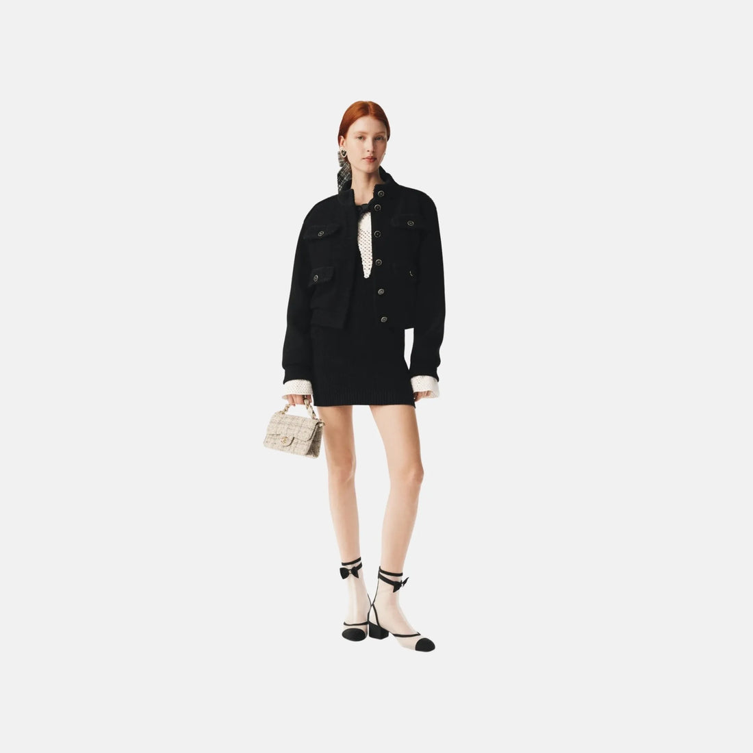Chanel Jacket in Black Wool Tweed, Front
