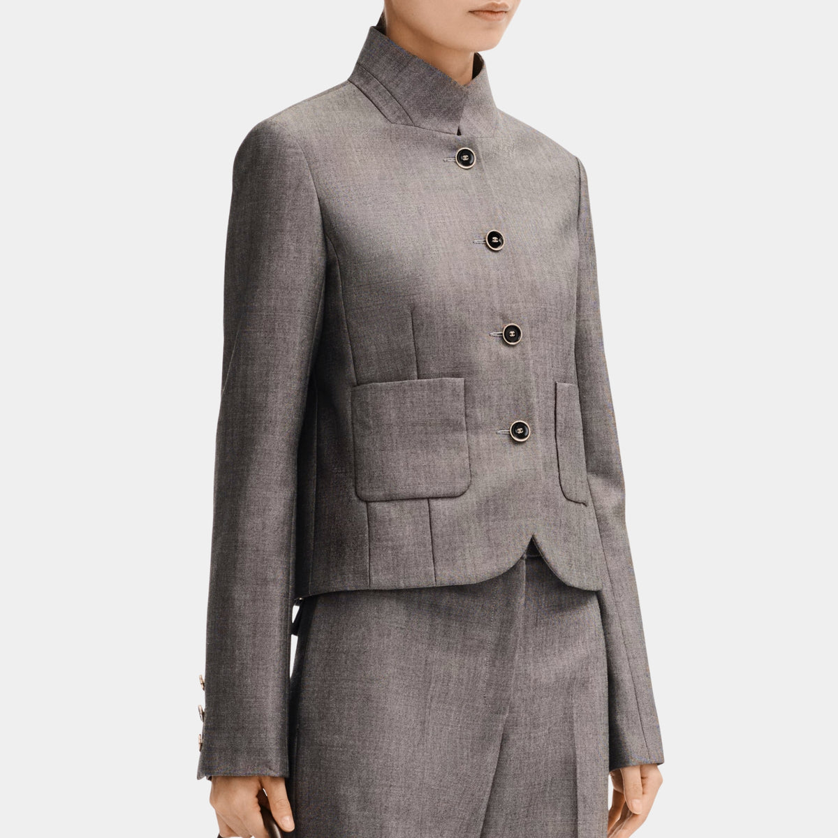 Jacket in Grey Wool Canvas