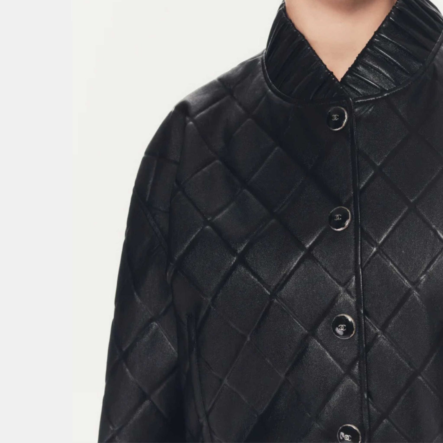 Chanel Jacket Lambskin Black, Close