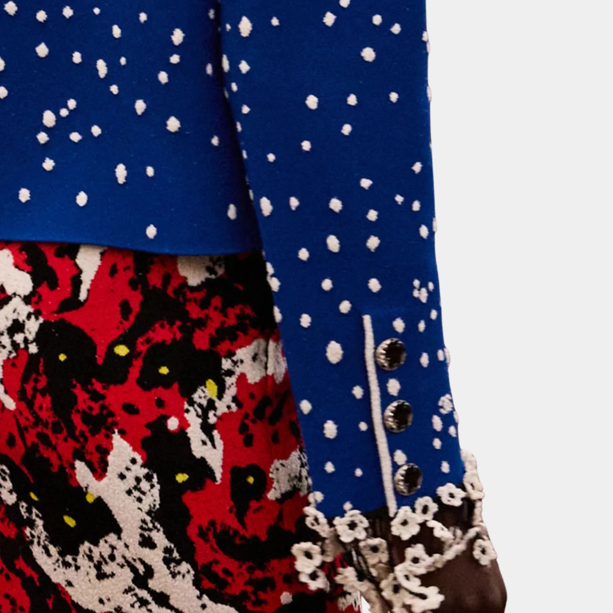 Chanel Jacket Mixed Fibers Cobalt Blue &amp; Silk White