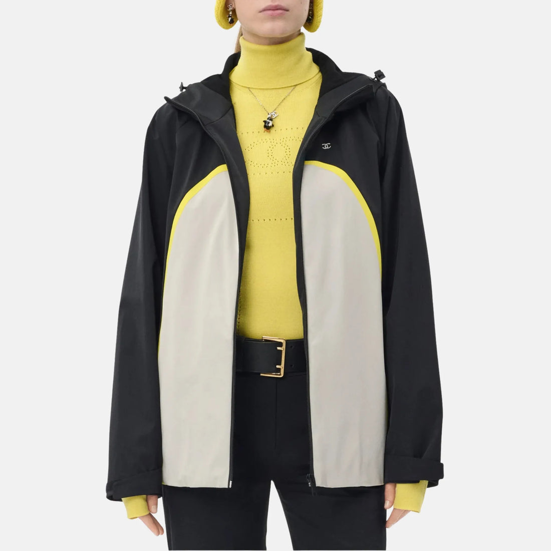 Chanel Jacket Mixed Fibres in Black Grey and Yellow