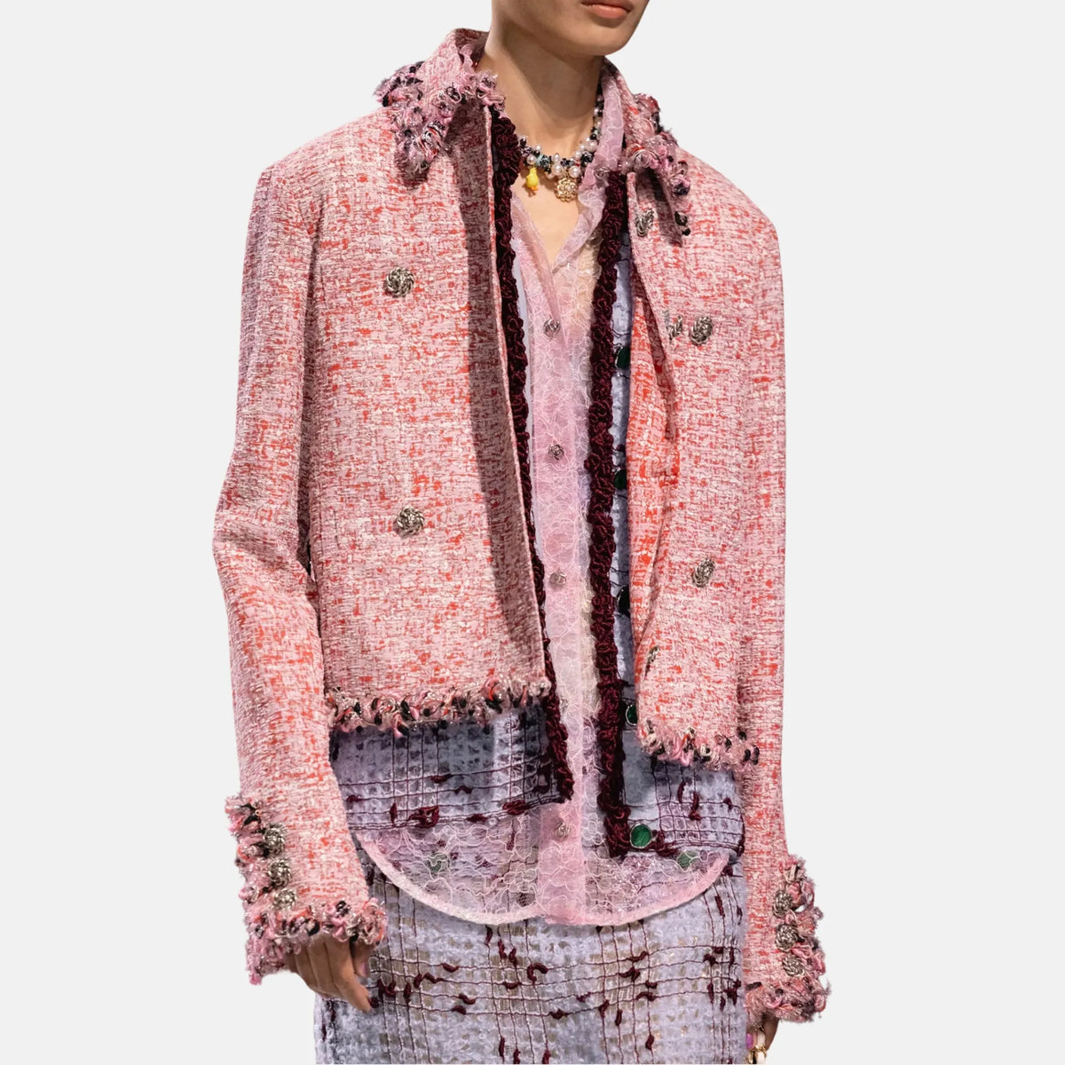Jacket Mixed Fibres in Pink and Red