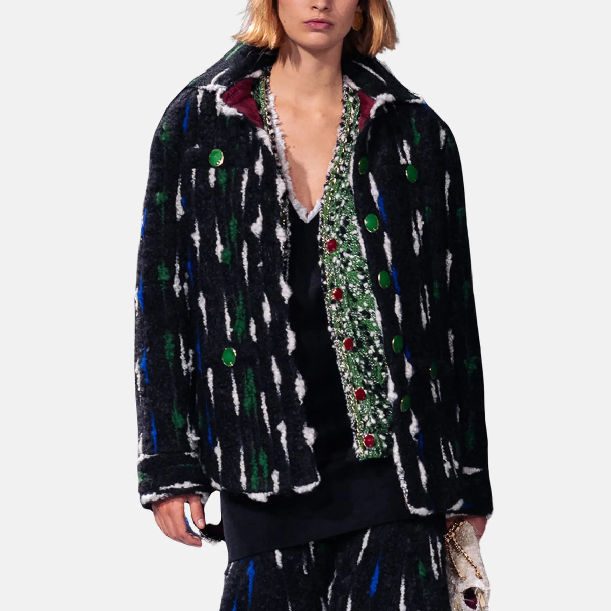 Jacket Mohair and Mixed Fibres in Black and Blue