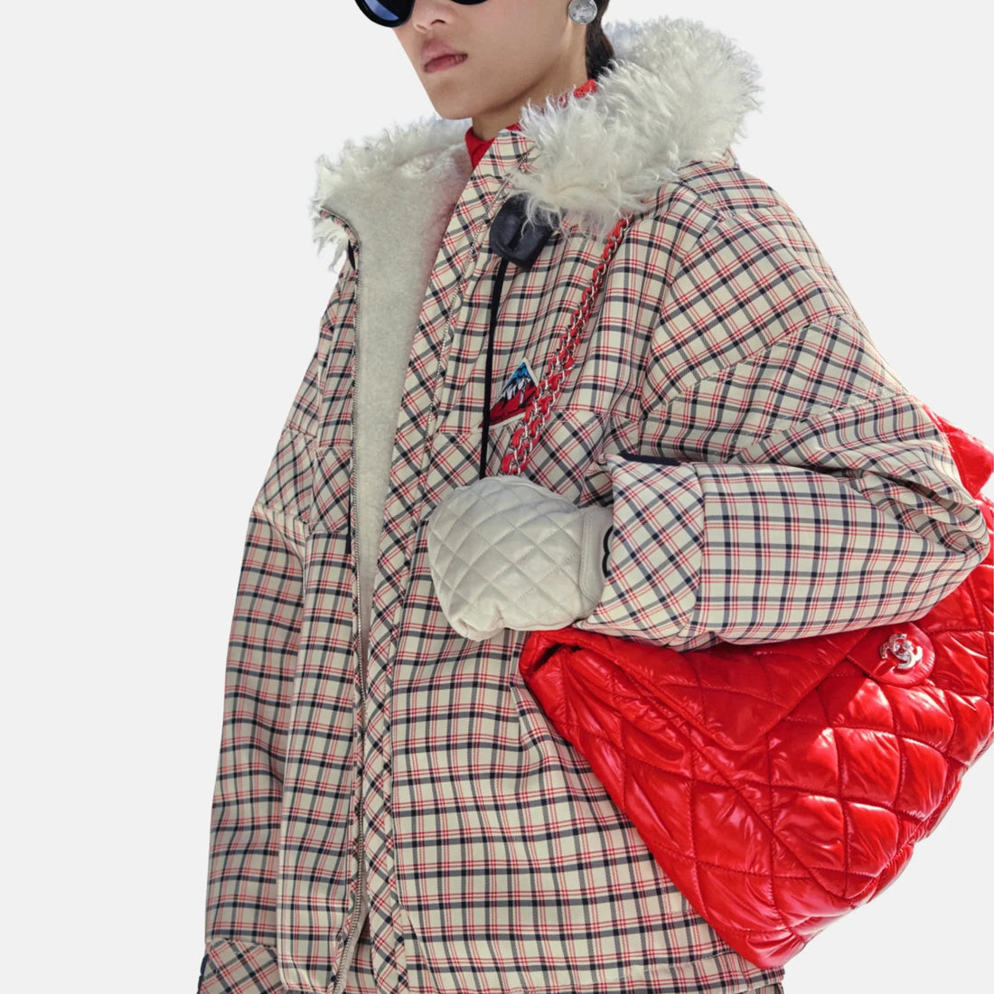 Chanel Jacket Nylon Fibre in Ecru Black and Red