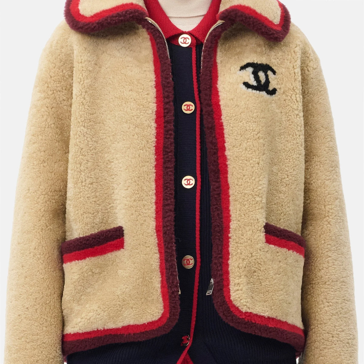 Jacket Shearling Lambskin in Beige