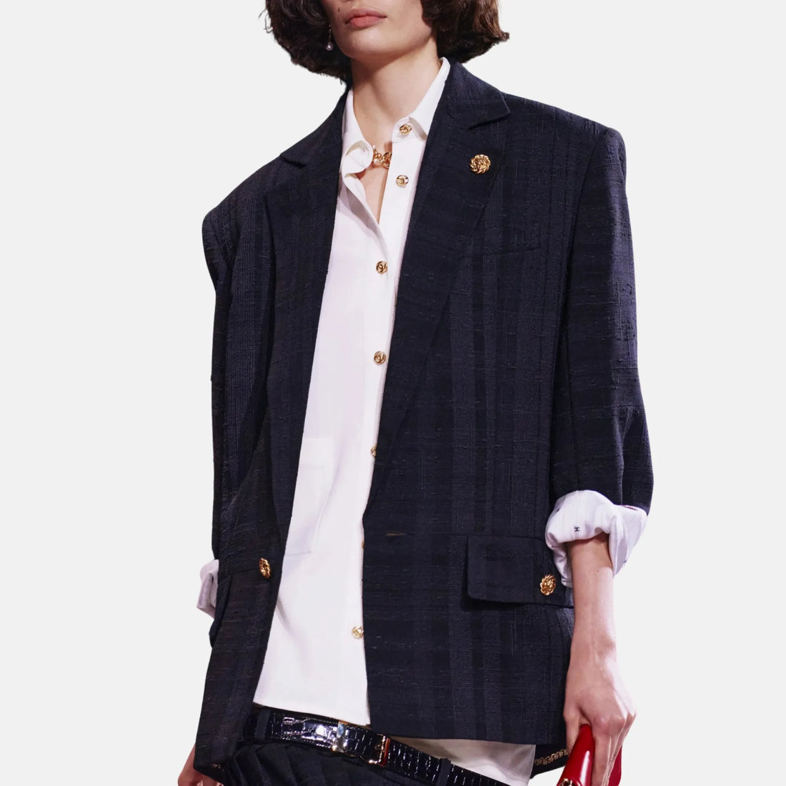 Chanel Jacket Silk Cotton Mixed Fibres in Black