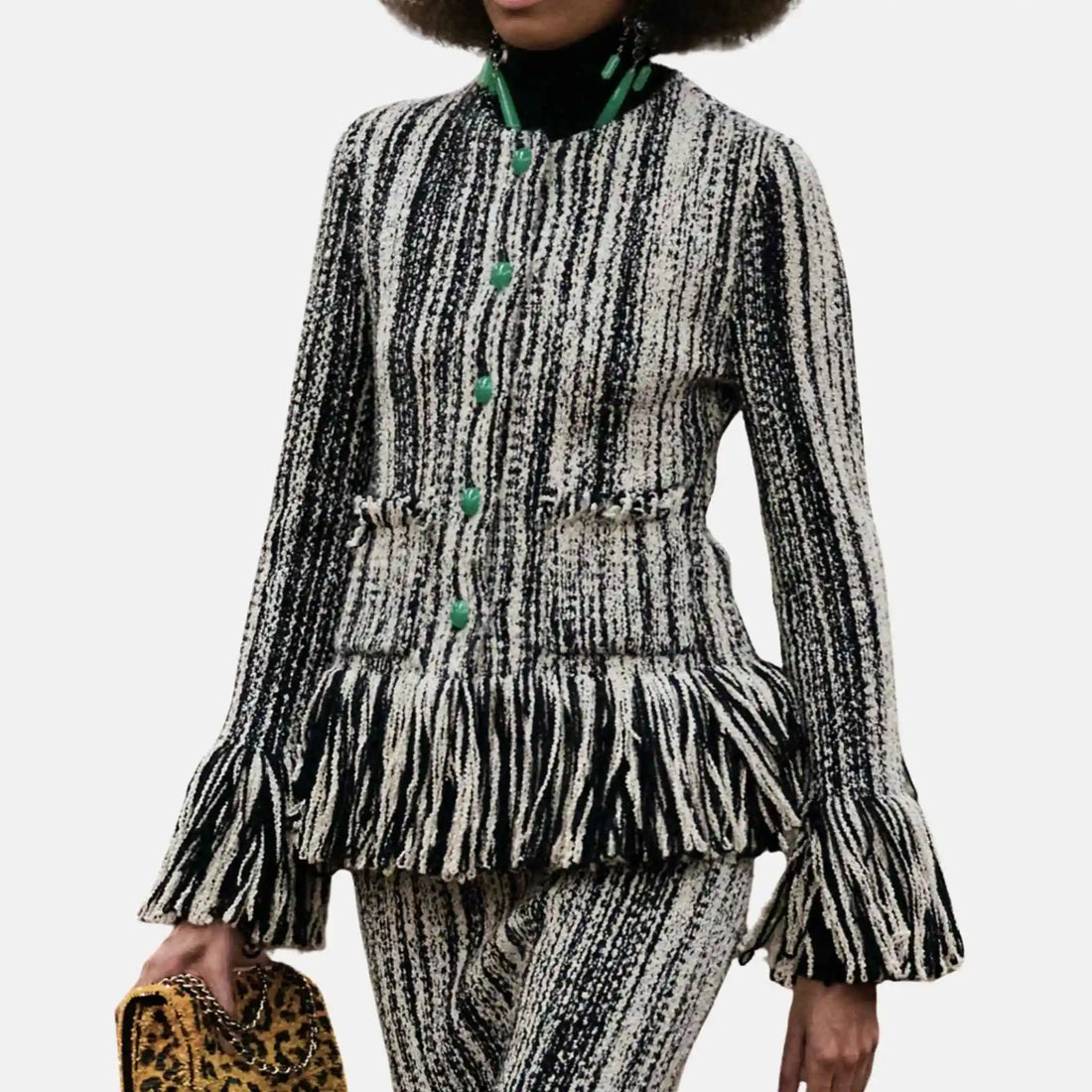 Chanel Jacket Silk in White and Black