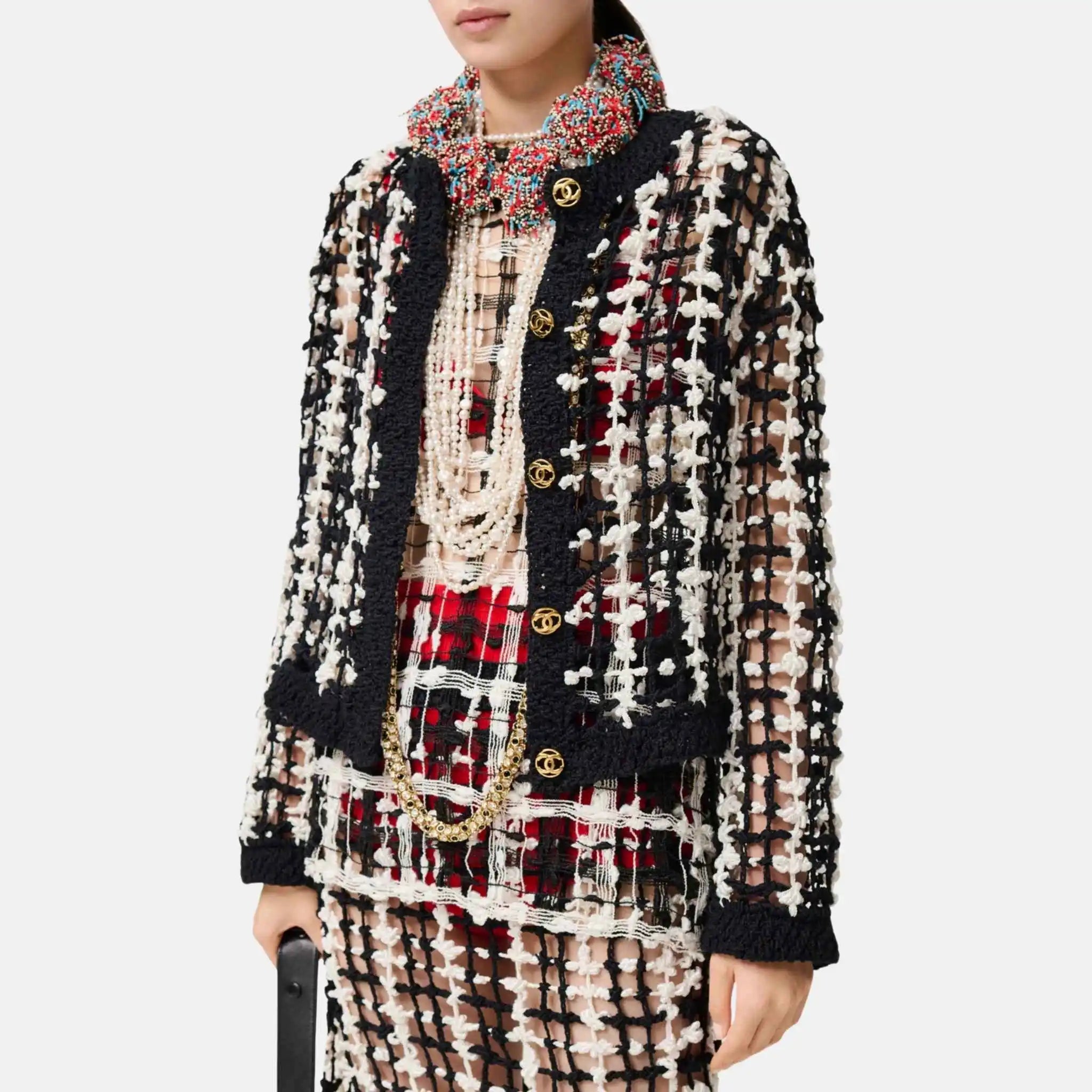 Jacket Silk Mixed Fibers Black White