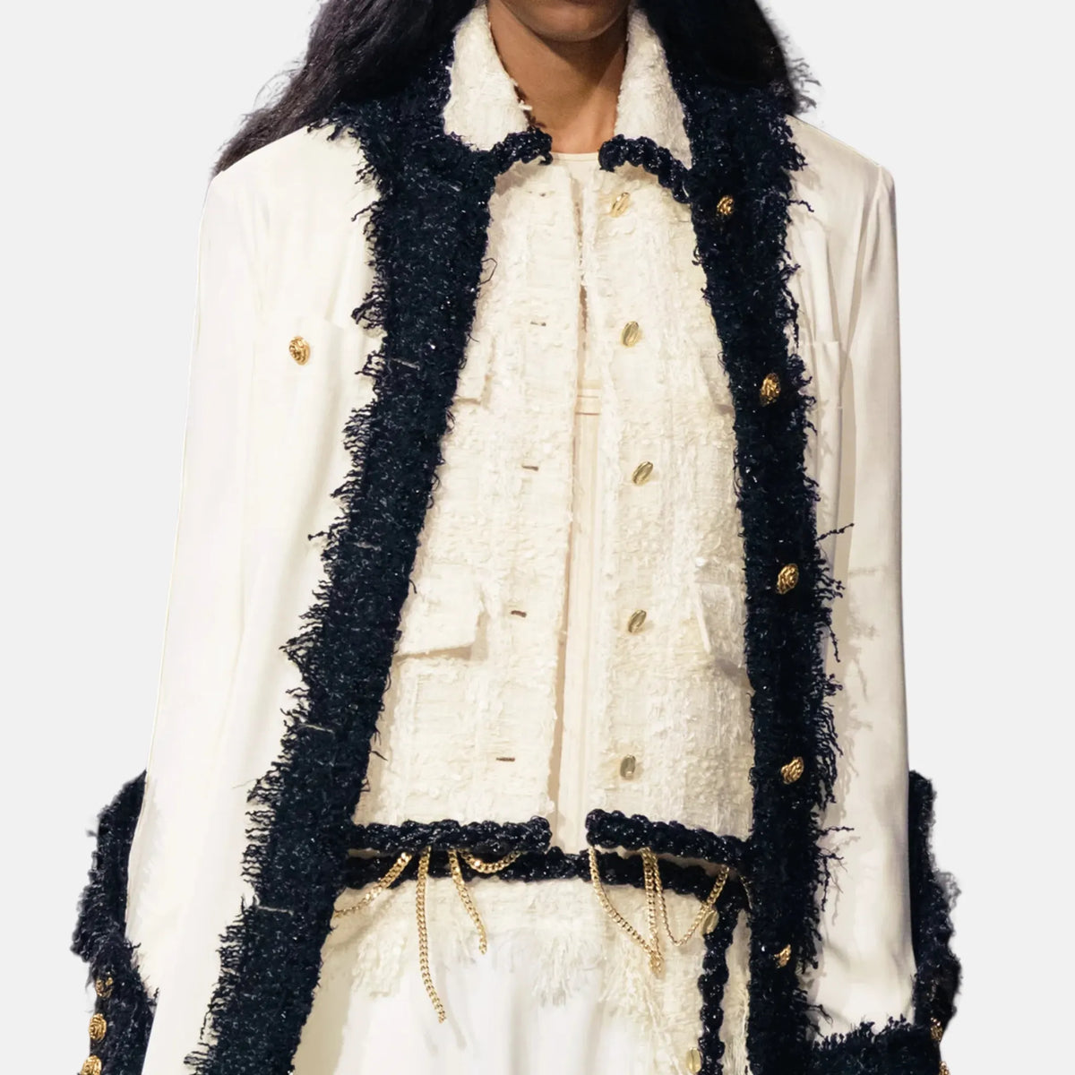 Jacket Silk Wool Tweed in Beige