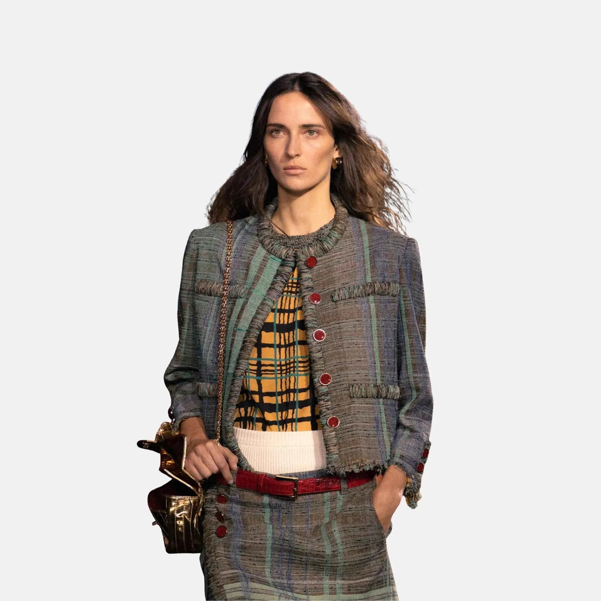 Jacket Tweed Brown Sea Green Blue