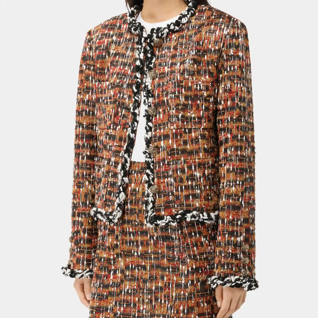 Chanel Jacket Tweed in Black &amp; Multicolour, Front
