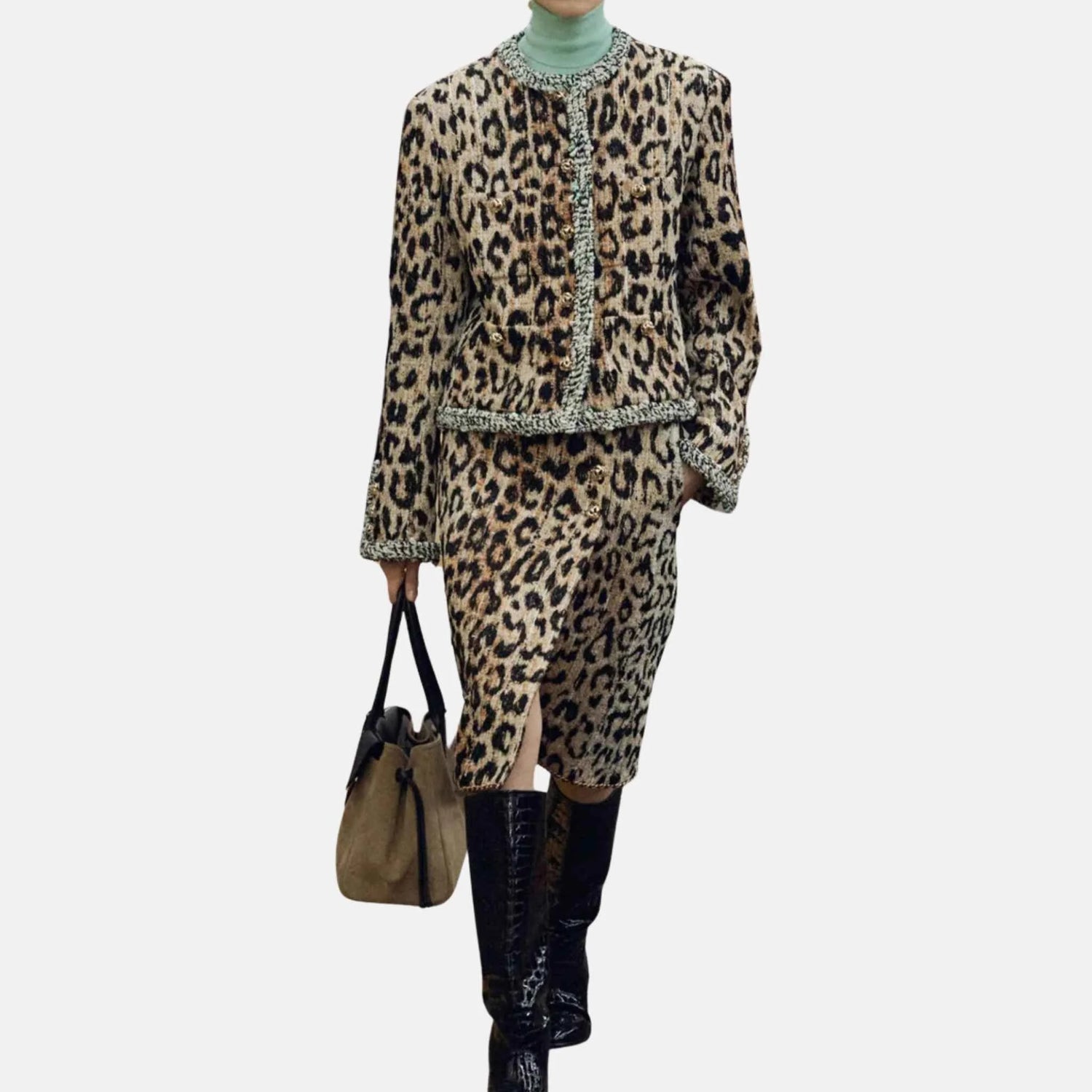Chanel Jacket Tweed Mixed Fibers Brown Black and White