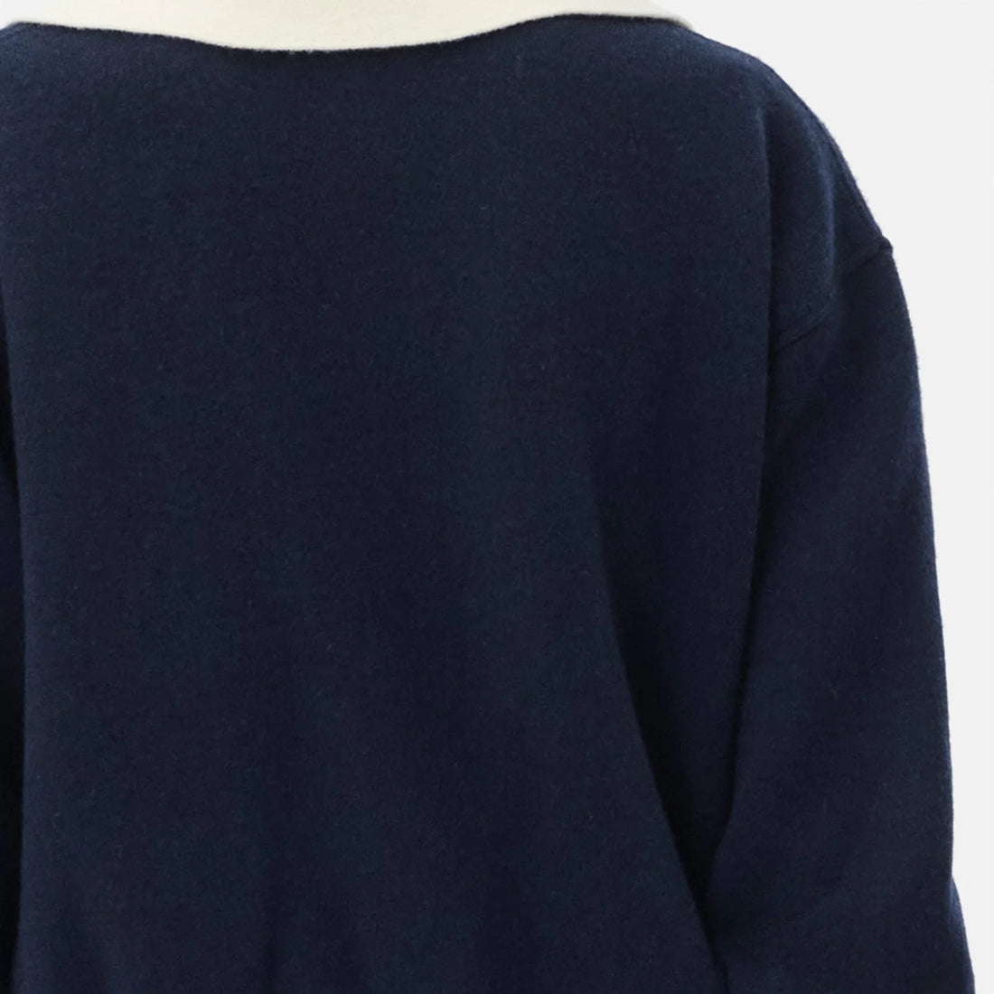 Chanel Jacket Wool & Cashmere in Navy Blue and White, Coco Neige 2026, close up detail