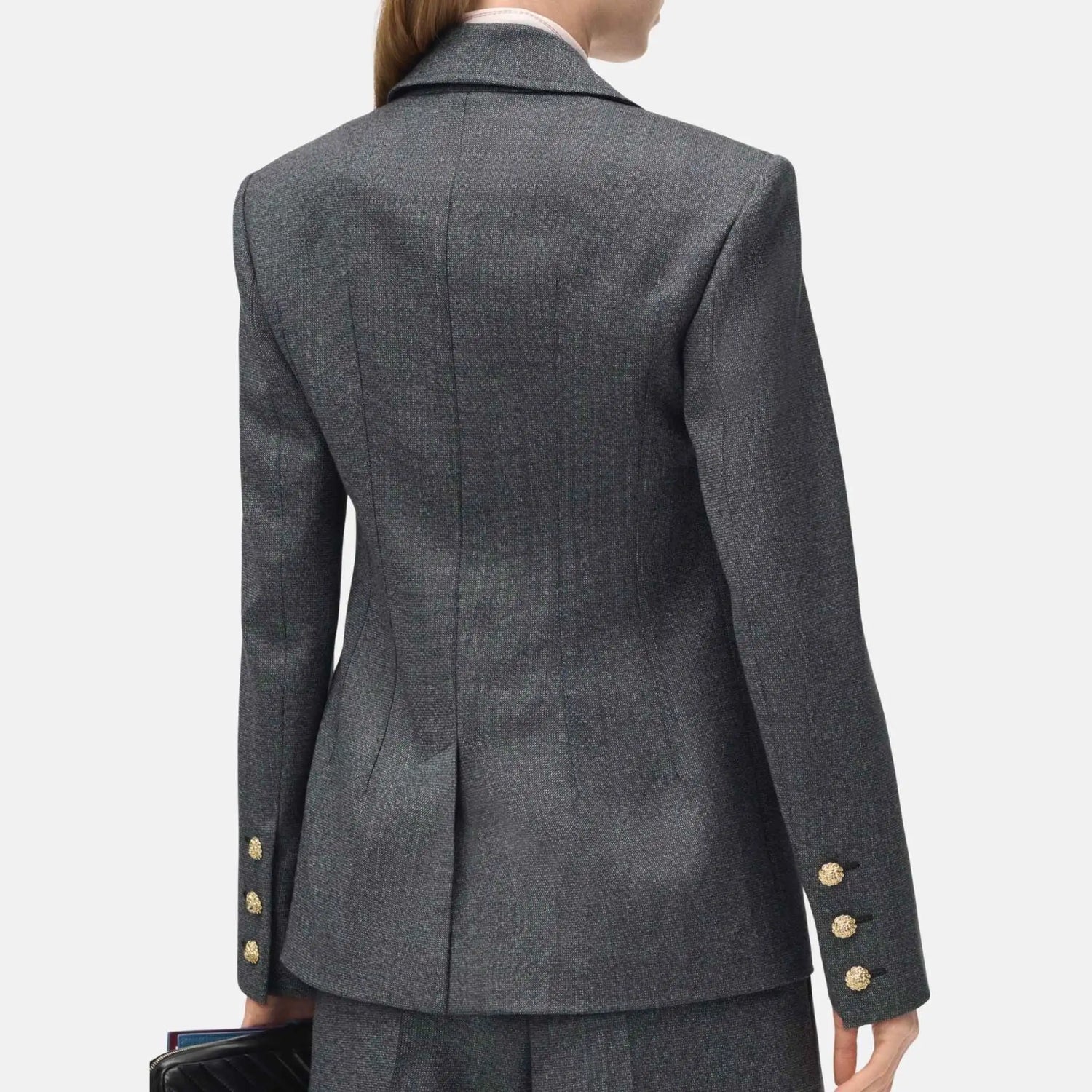 Chanel Jacket Charcoal in Wool, Back