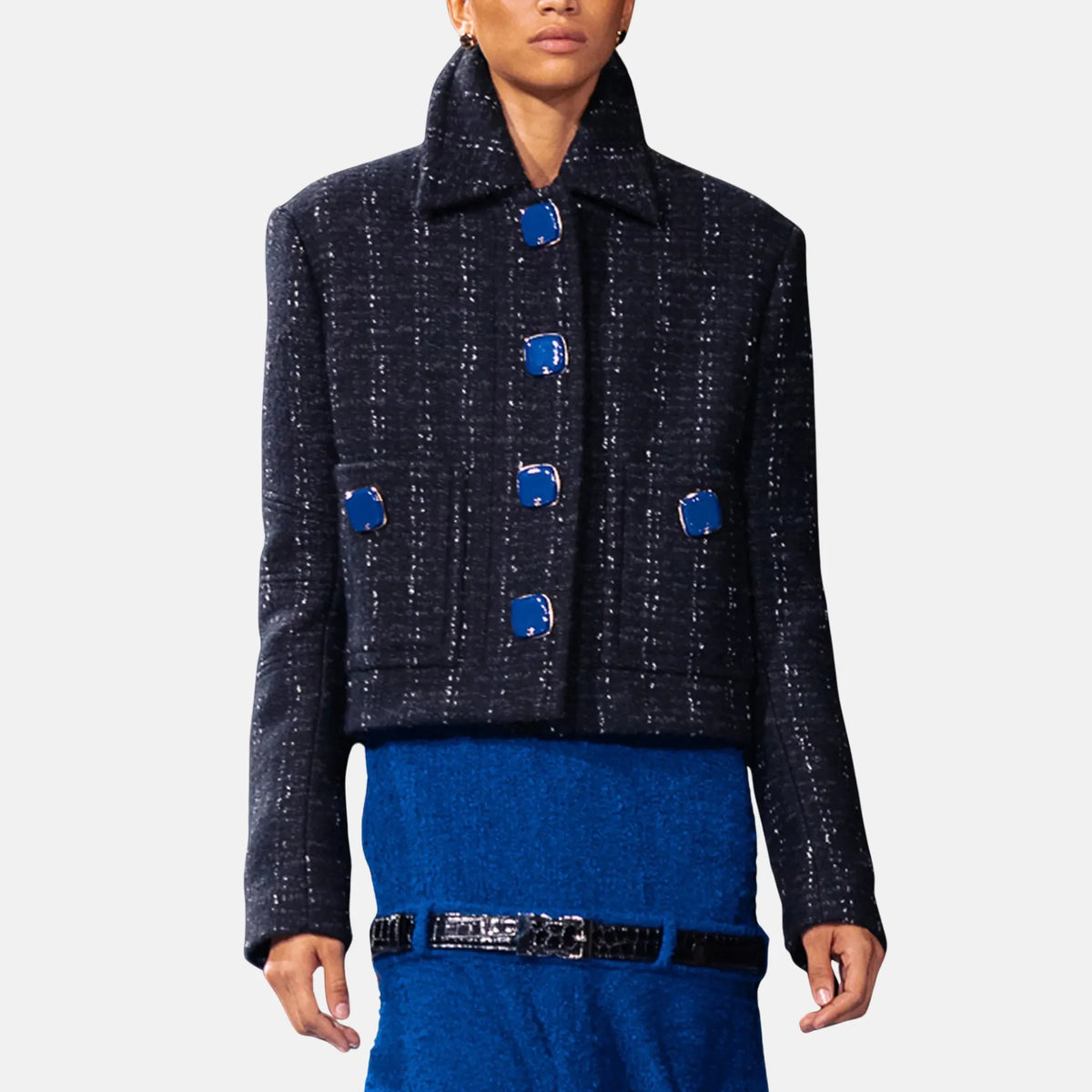 Jacket Wool Cotton Mixed Fibres in Black and Charcoal
