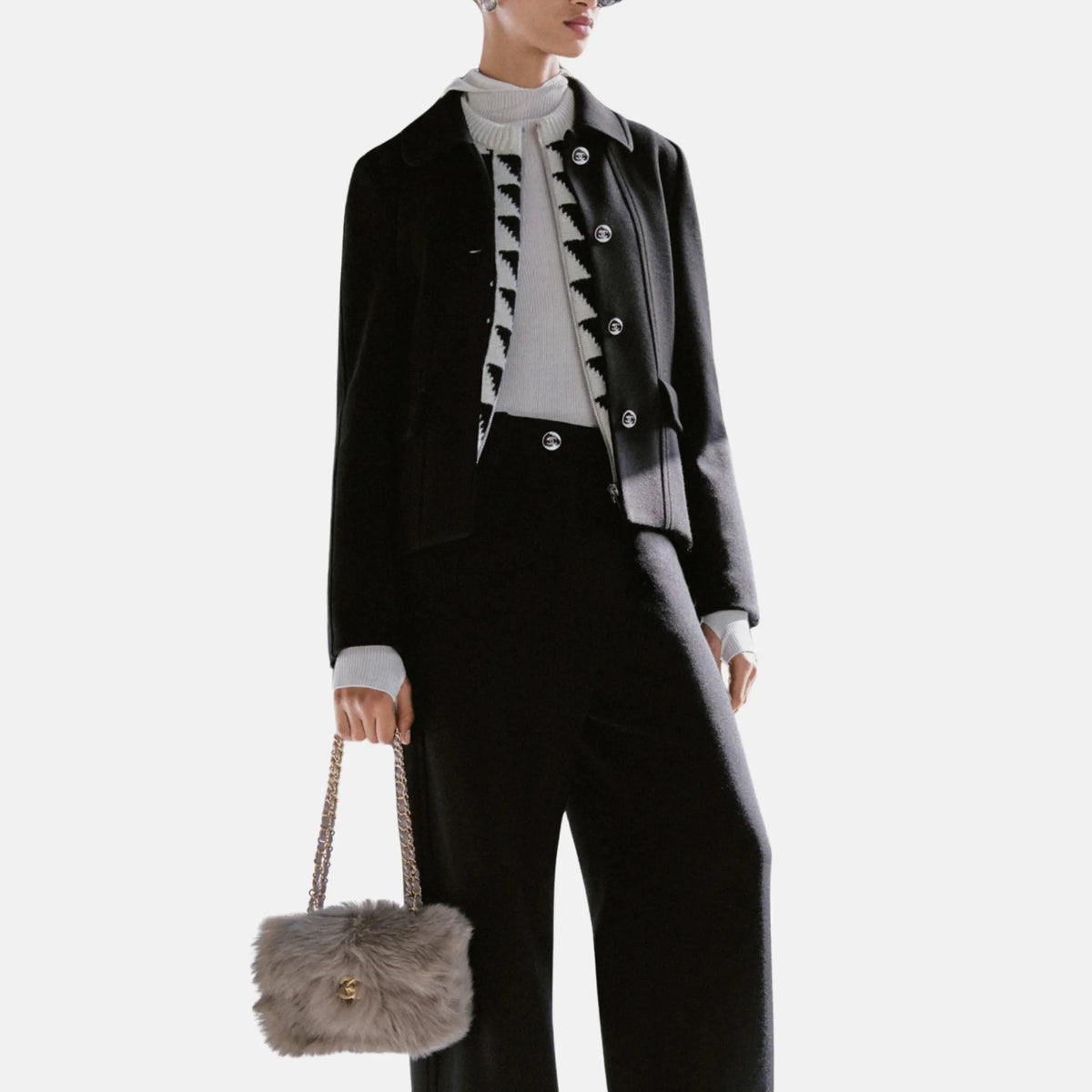 Jacket Wool in Black — Black
