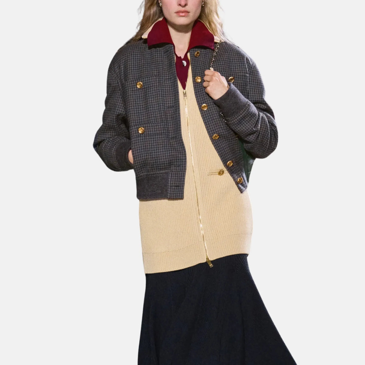 Jacket Wool in Navy Blue and Charcoal