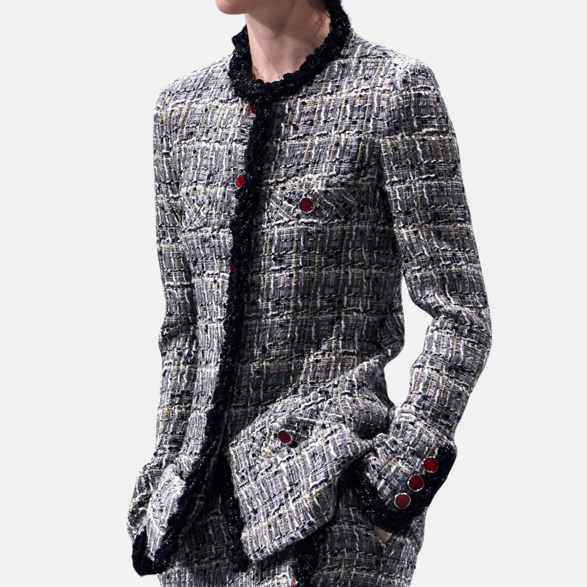 Jacket Wool Tweed in Gray Black and Yellow