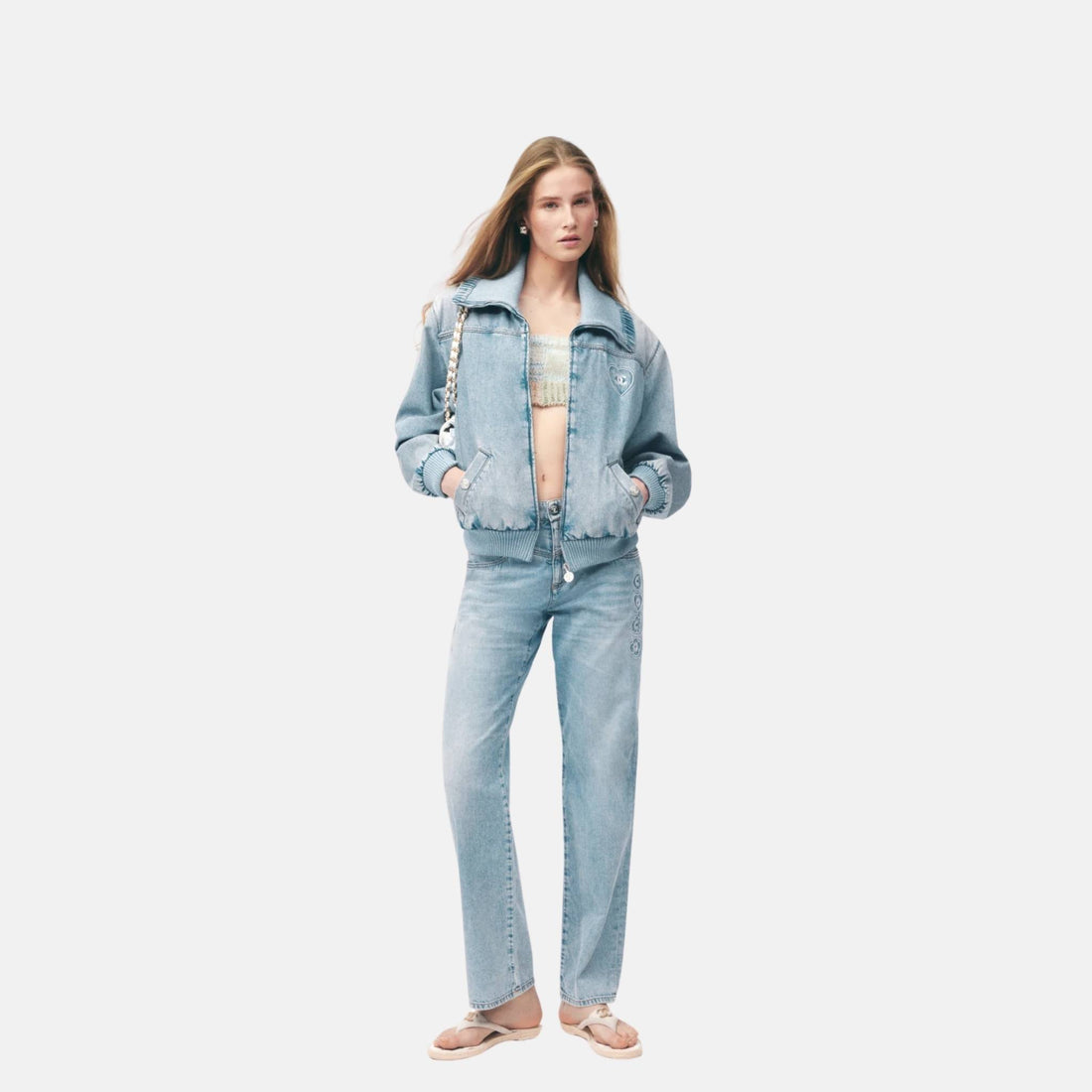 Chanel Jeans In Embroidered Denim Coco Beach Collection, Front