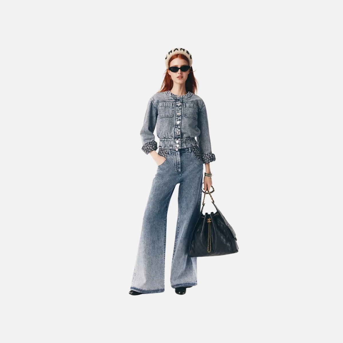 Jeans in Printed Washed Denim