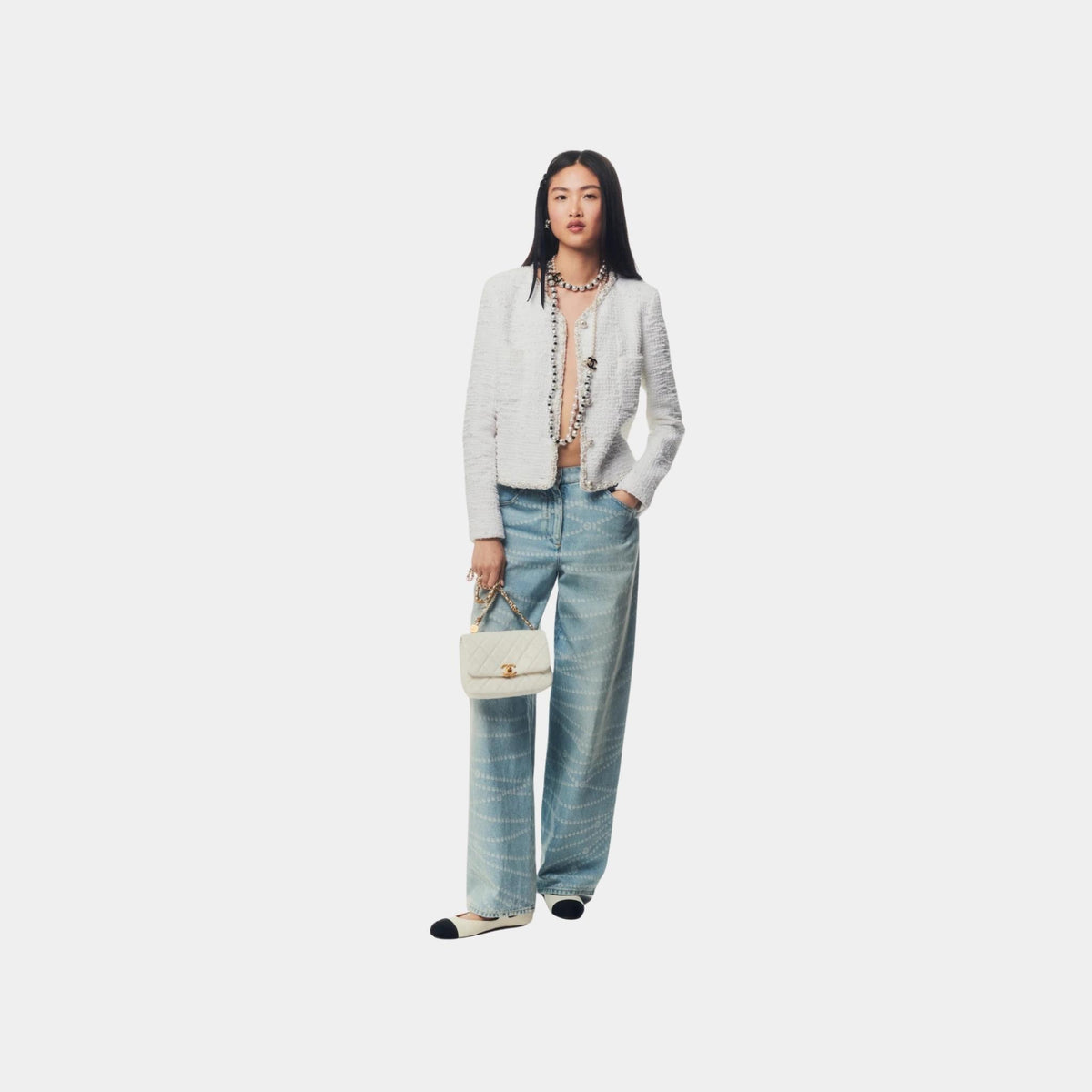 Jeans Printed Washed Denim Light Blue
