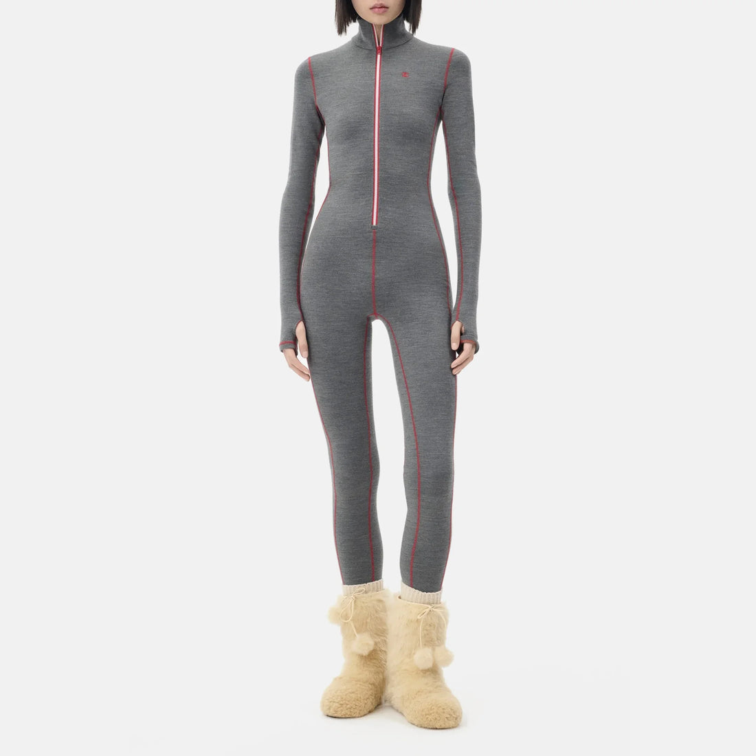 Chanel Jumpsuit Jersey in Grey, Coco Neige 2026, worn front view