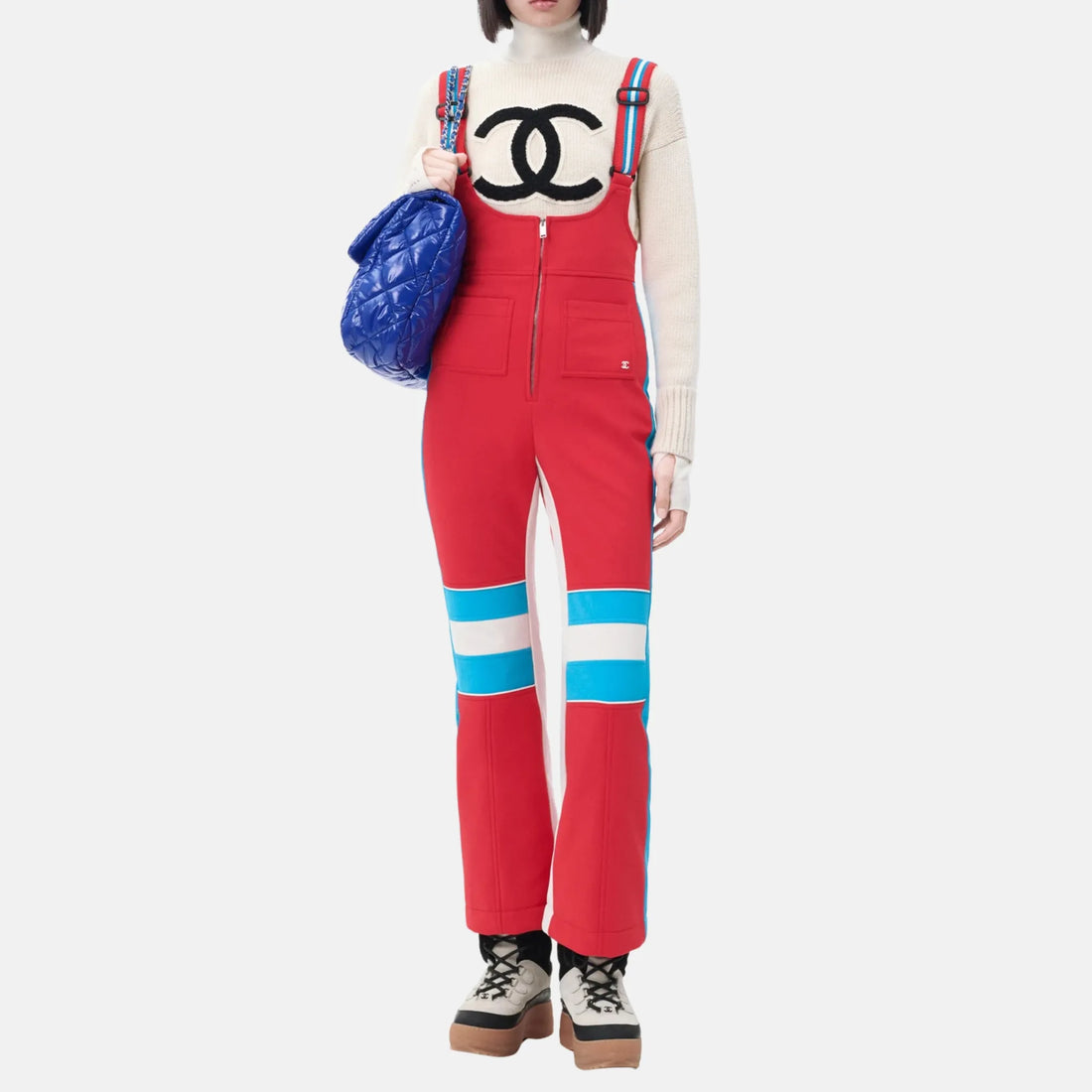 Chanel Jumpsuit Mixed Fibres in Red Blue and White