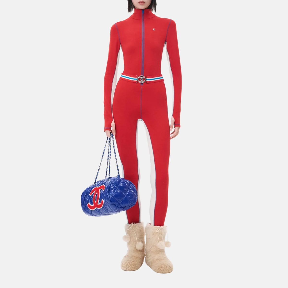 Jumpsuit Wool Cashmere in Red and White