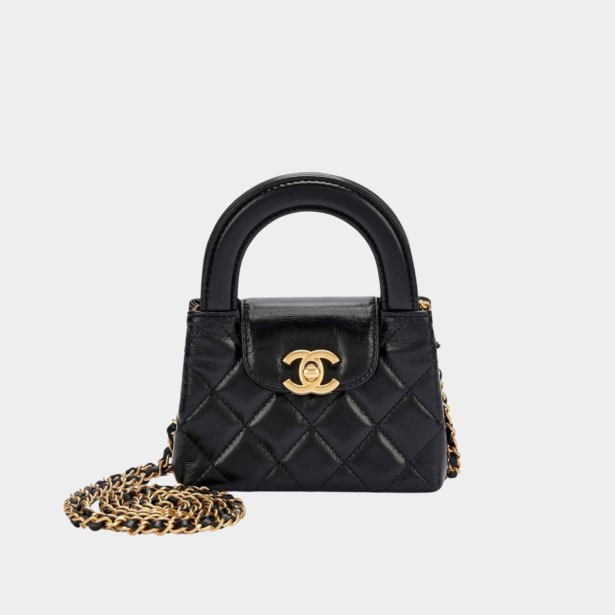 حقيبة Kelly Micro من جلد العجل الأسود Aged Calf