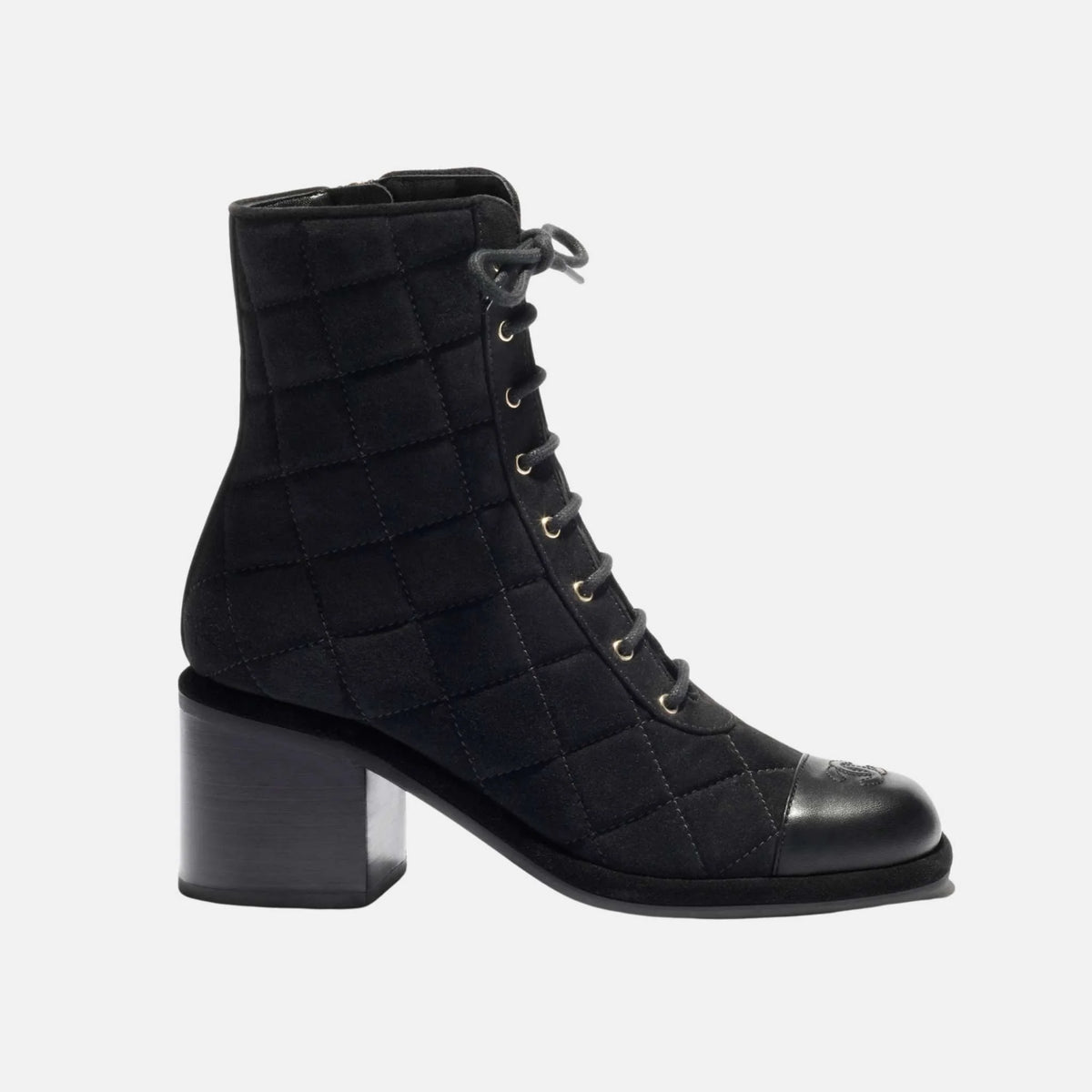Lace Up Shoes in Velvet Calfskin and Calfskin