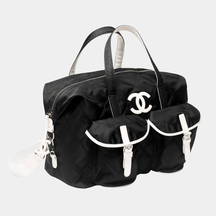 Chanel Large Bowling Bag Nylon Calfskin & Silver-Tone Metal — Coco Neige 2026