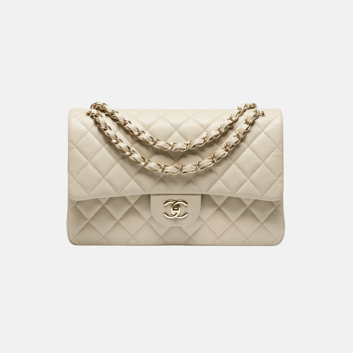 Chanel Large Classic Handbag in Dark Beige